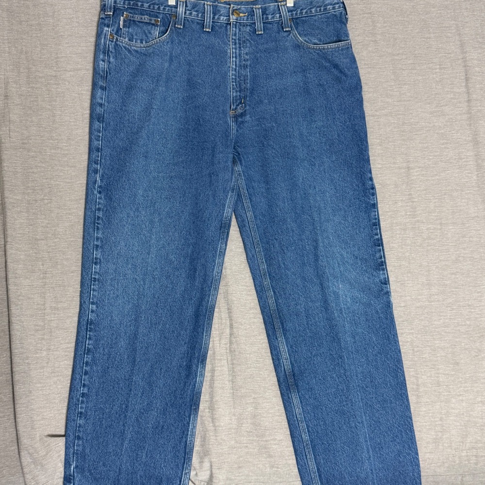 Carhartt Men's Blue Denim Relaxed Fit Work Jeans Size 40x32